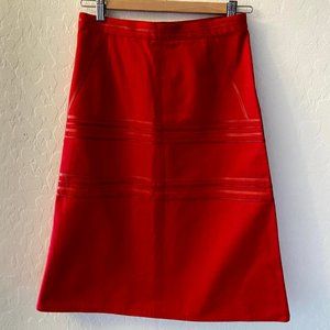 Vintage Red Skirt with Leather ribbing